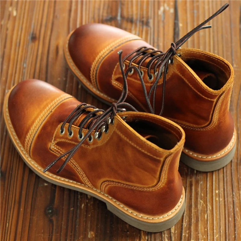 New 8111 Goodyear Men Cow Leather Shoes vintage Tooling Wings Ankle Boots Handmade Round Toe Desert British Motorcycle Boots