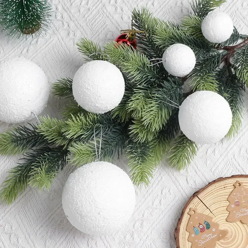 Christmas Snowballs White Foam Christmas Balls Ornaments for DIY Xmas Tree Hanging Pendant Ball New Year Party Home Decoration