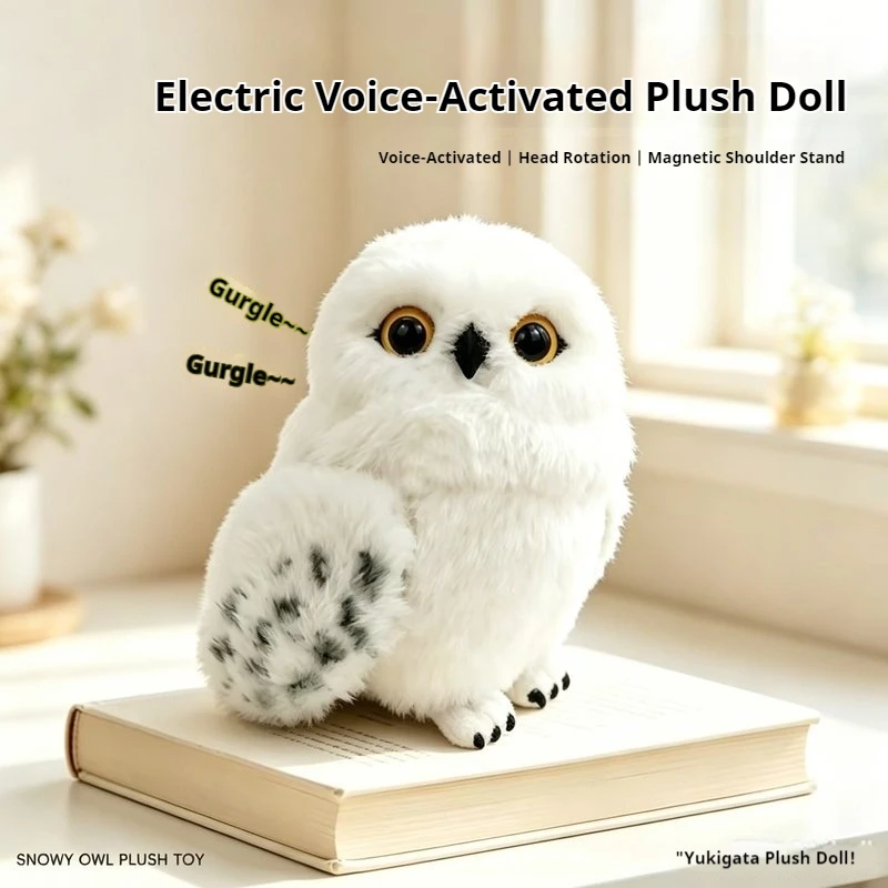 Peluche Hibou Hedwig Interactive, Animal en Peluche à Tenir sur l'Épaule, Doux et Moelleux, Compagnon pour la Décoration de Chambre d'Adulte et la Collection