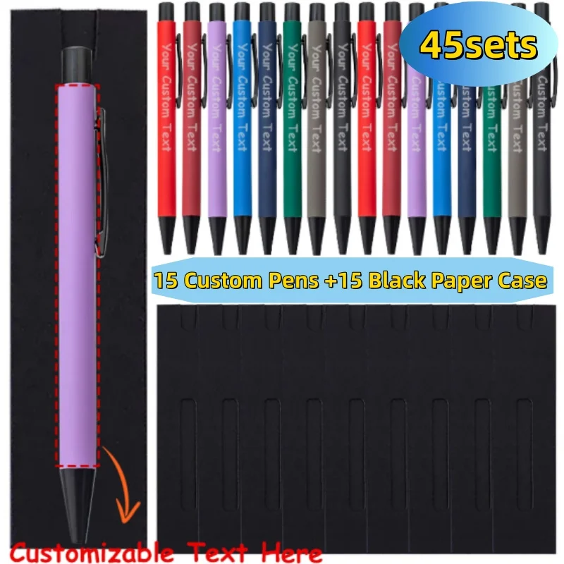 

45Sets Customizable Ballpoint Pens with Paper Case Personalized Engraved Metal Pens for Wedding Favors Corporate Business Gifts
