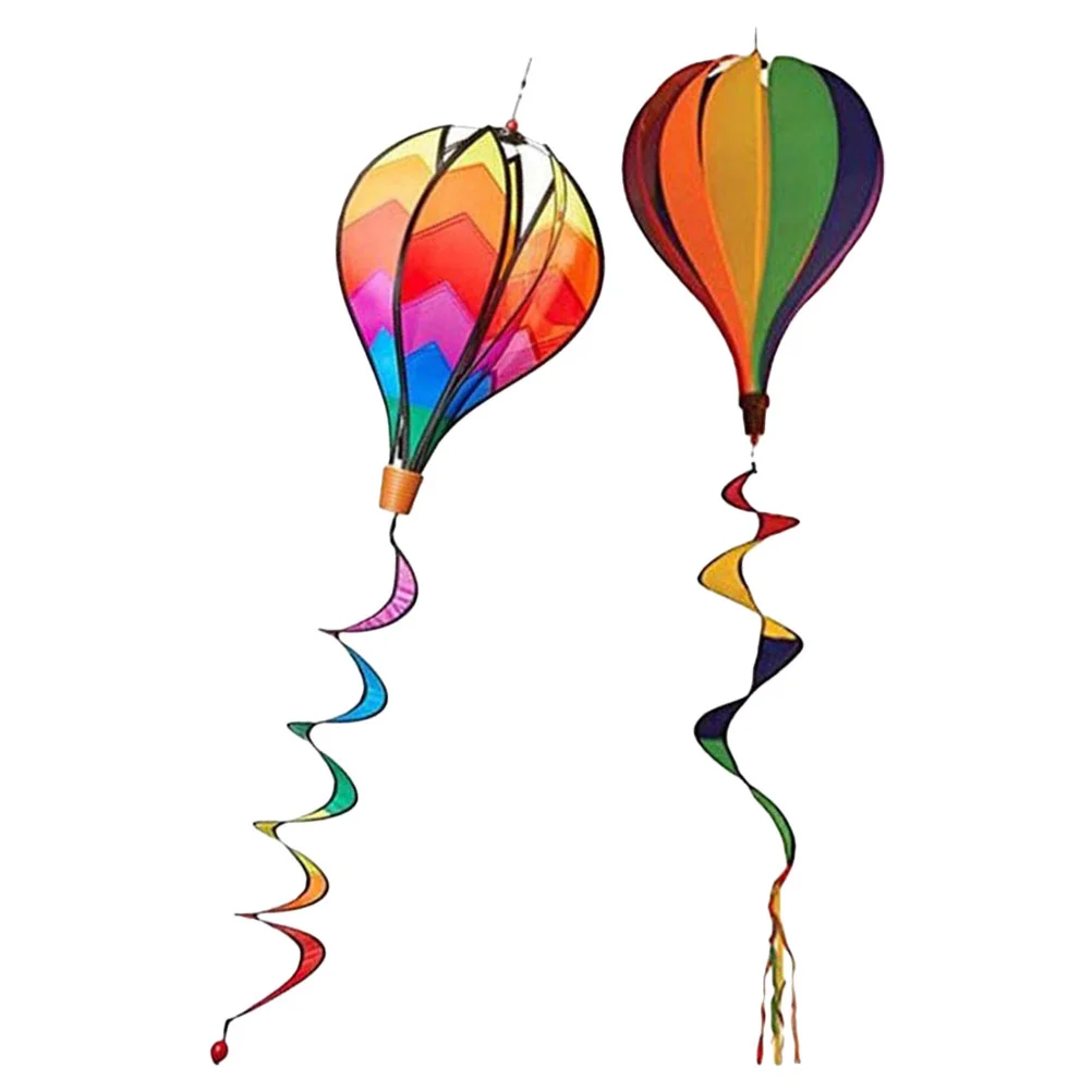 

2pcs Hot Air Balloon Garden Lawn Decoration Ornament Colorful Hanging Decoration wind socks and spinners