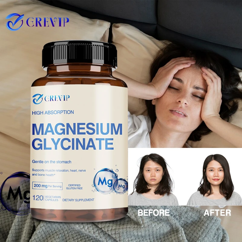 

Добавка из глицината магния, 200 мг, способствует естественного сна, снижает стресс и тревогу, добавка для здоровья сомянных мышц и сердец.