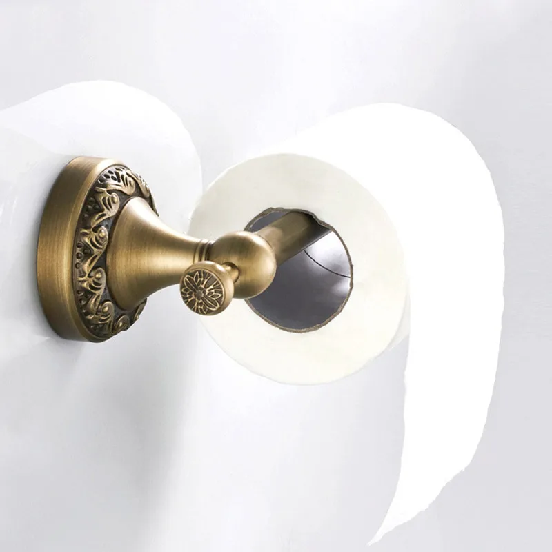 Bathroom accessories paper towel holder Antique copper process simple roll bar European style toilet paper holder