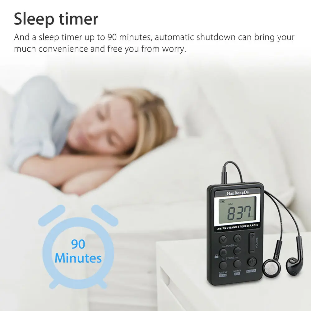 Mini Radio de Poche AM FM Portable, Baladeur à Réglage Numérique, Écran LCD, Meilleure Réception, Rechargeable avec Écouteurs