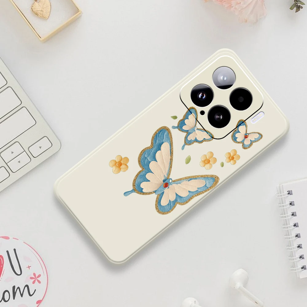 Butterfly and Flower Phone Case For Xiaomi Mi 15 Ultra Mi 14T 13T 11T Pro Cover For Xiaomi Mi 13T Pro Mi 11T Pro Silicone Cases