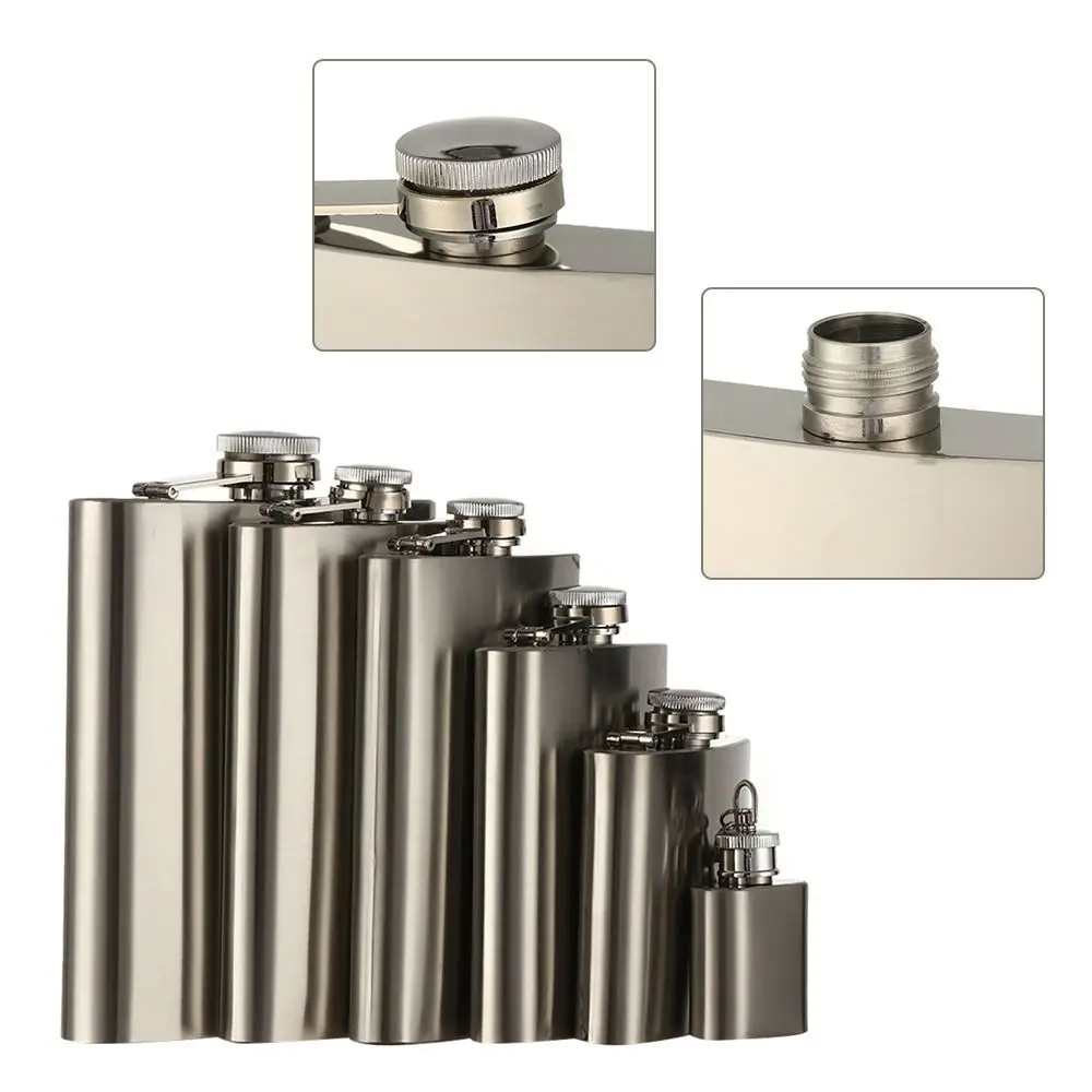 High Quality Stainless Steel Hip Flask Leakproof Portable Whisky Flagon Convenient Container Wine Cup Outdoor