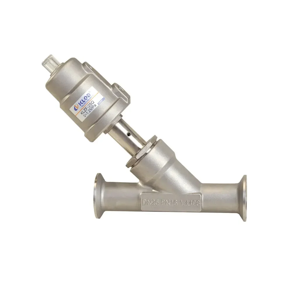 

KLQD Stainless steel ss304 ss316 sanitary pneumatic tri-clamp connection type angle seat valve for food industry