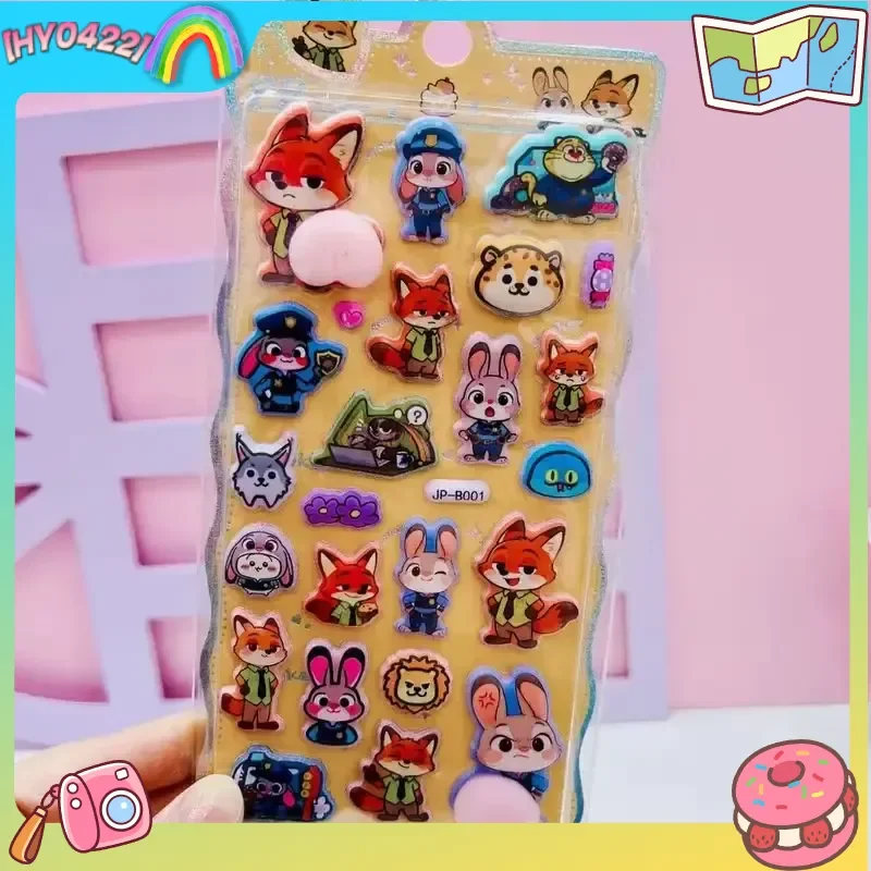 20 autocollants Kawaii Zootopia pour les fesses, autocollants doux pour les fesses, autocollants de décompression, autocollants 3D à bulles, décoration de coque de téléphone, cadeaux