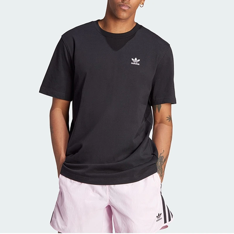 

Adidas Originals Men's Black Short - Sleeve T - Shirt and Pink Shorts for Casual and Sports Wear