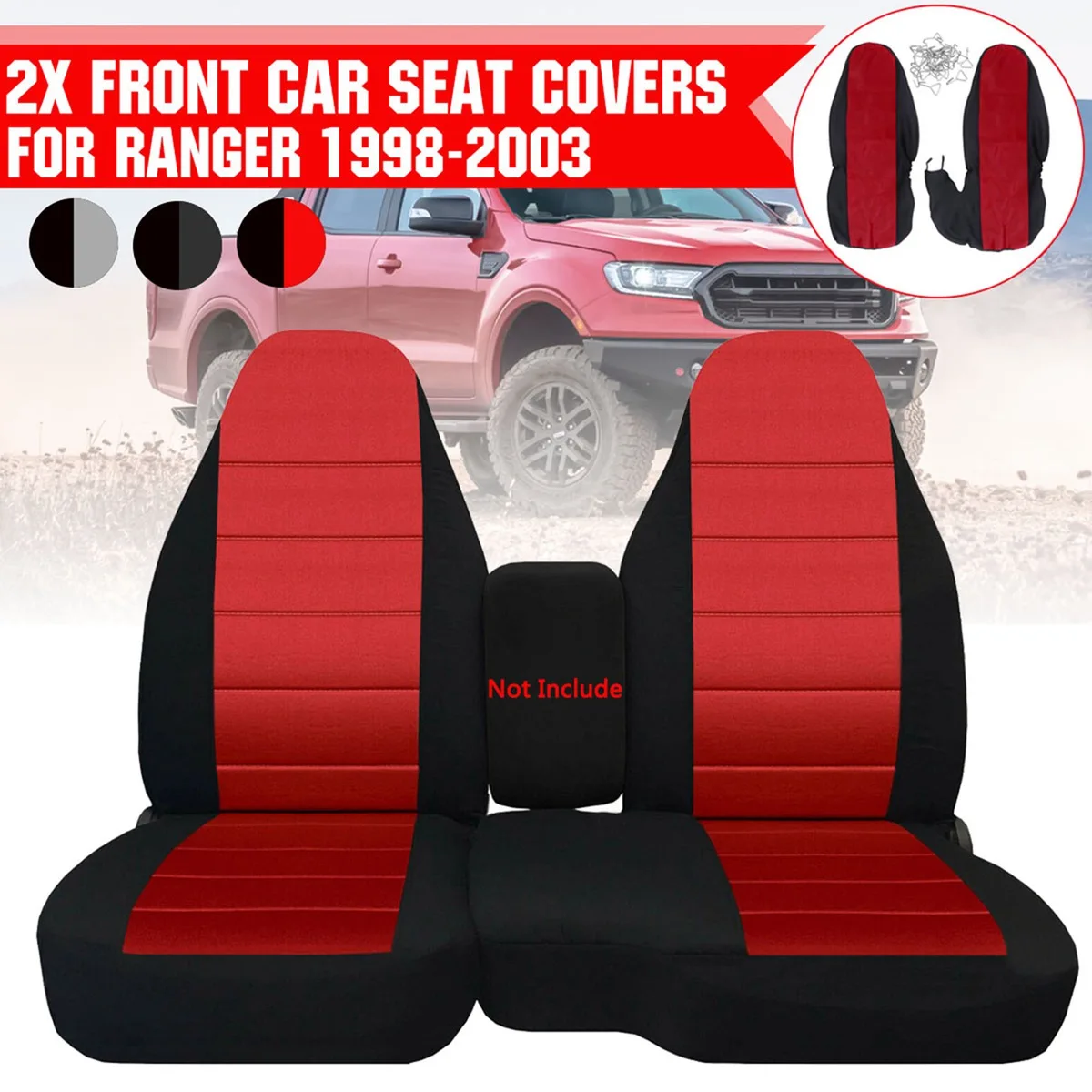 2PCS for Ford Ranger 60/40 High Back Seat Cover Front Car Seat Cover Cushion No Armrest Cover 1998 -2003