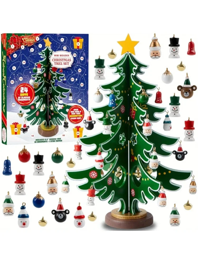 Sloosh 2026 Weihnachts-Adventskalender, 24-Tage-Countdown-Kalender mit Christbaumschmuck für Kinderparty-Weihnachtsgeschenk