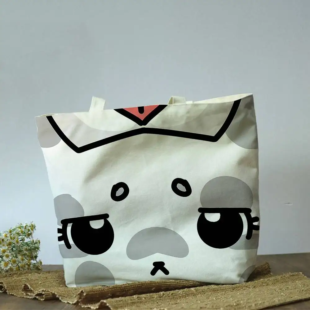 Animal hospital Game   Plain Beige Cotton Polyester Canvas Shoulder Bag for Grocery & Travel
