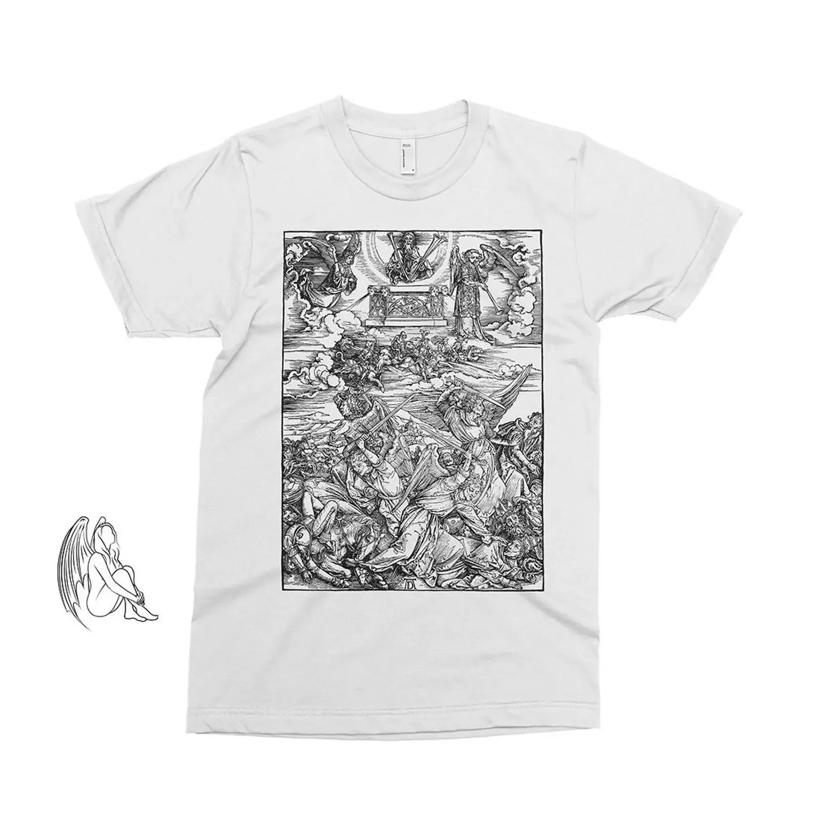 Battle of the Angels Albrecht Durer T shirt Dürer Art Woodcut Engraving Renaissance Gustave Dore Cute  vintage Washed Casual