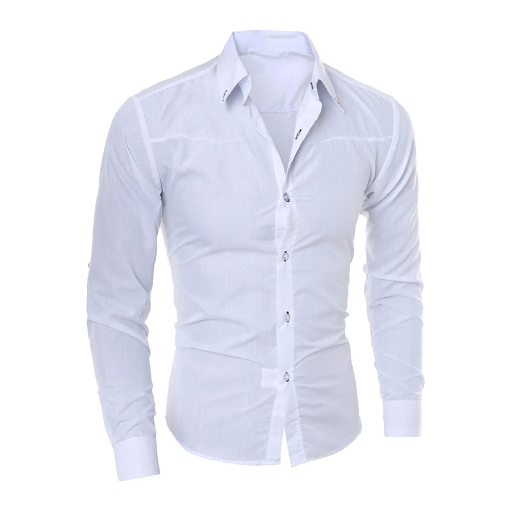 

Mens Dress Shirt Long Sleeve Button Down Business Formal Party Slim Shirts Tops Regular-Fit Formal Shirts Ropa Hombre Shirts