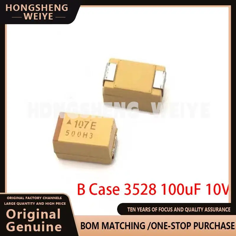 100%new 10pcs B Case 3528 100uF 10V 107 107A SMD 10% Tantalum Capacitor TAJB107K010RNJ