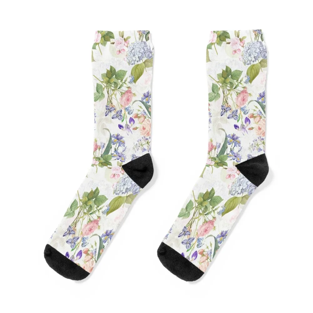 Pierre Joseph Redouté - Most beautiful roses bouquets Botanical Garden white Socks luxury christmas stocking Socks Men's Women's