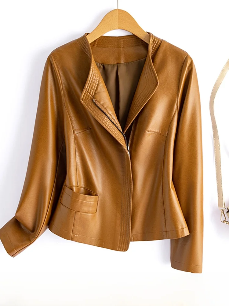 

Ele ort Genuine Leather Jaet Women's Slim Fit New Sle 2025 Spring Autumn Korean Version eep Skin Jaet