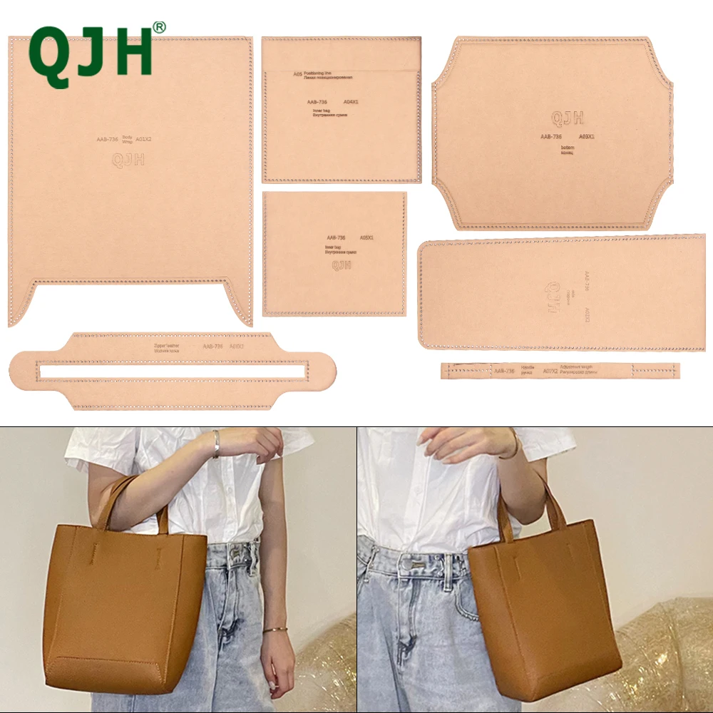 

QJH Bucket Bag Tote Bag Portable Commuter Bag Acrylic Template DIY Leather Craft Pattern With Hole Template Sewing Accessories