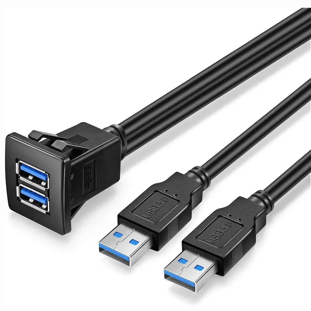 

2-портовый двойной USB 3.0/2.0 удлинительный кабель «папа-мама» для скрытого монтажа, кабель для крепления на панели приборной панели автомобиля, лодки