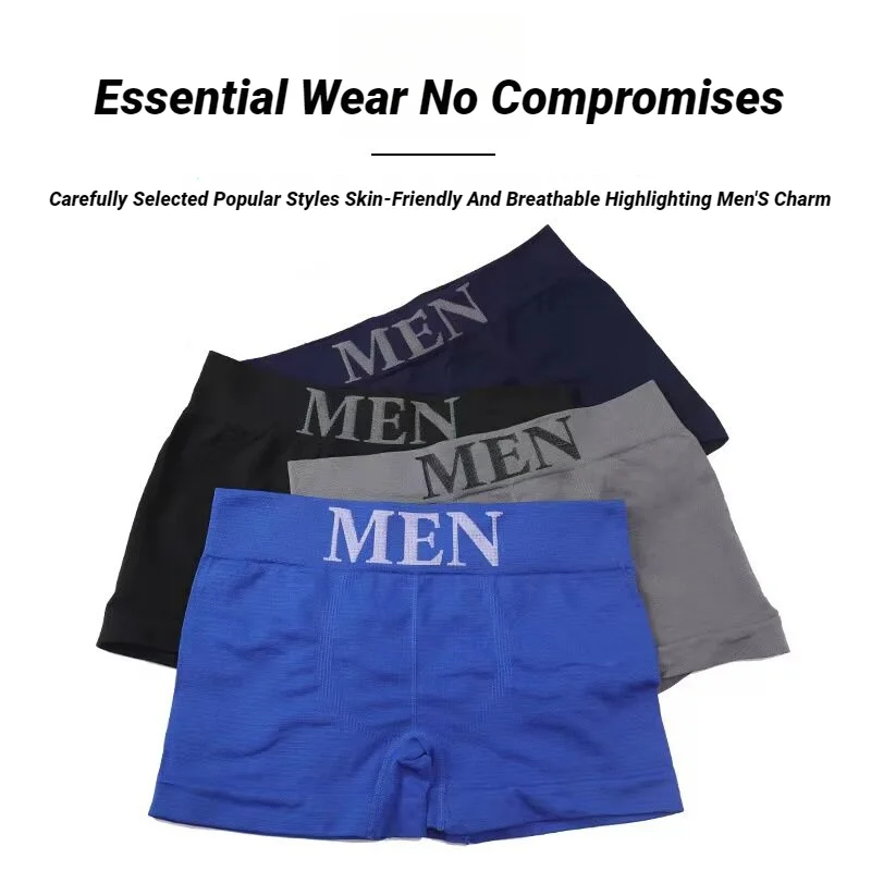 5 PCs Men's High Elastic Plain Color Comfortable Boxer Briefs Panties Breathable Pantyhose