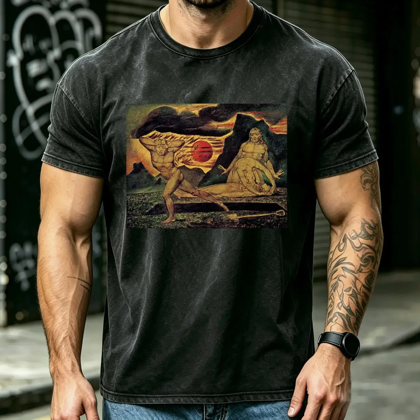 washed T Shirt Abel William Blake Painting Art for Her Him Lover vintage Washed Top For Everyday Wear streetwear graphic