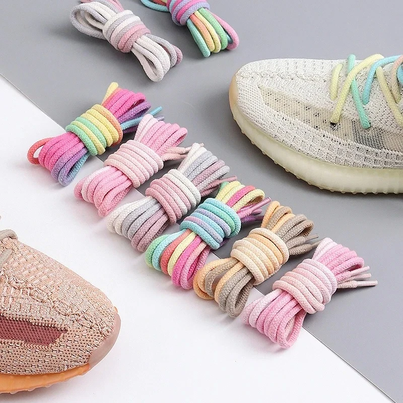 1 Pair Rainbow Round Laces for Sneakers Colorful Shoelaces Rubber Band for Basketball Shoes Men Women's Sports Shoes Accessories