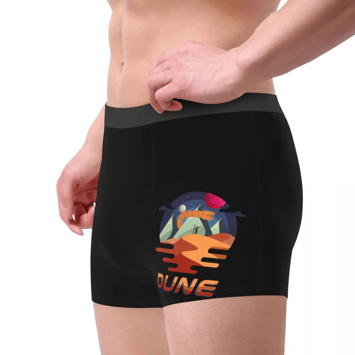 Men Boxer Shorts Panties Dune Vintage Retro Movie Graphic Mid Waist Underwear Arrakis Sandworm Science Fiction Male Underpants