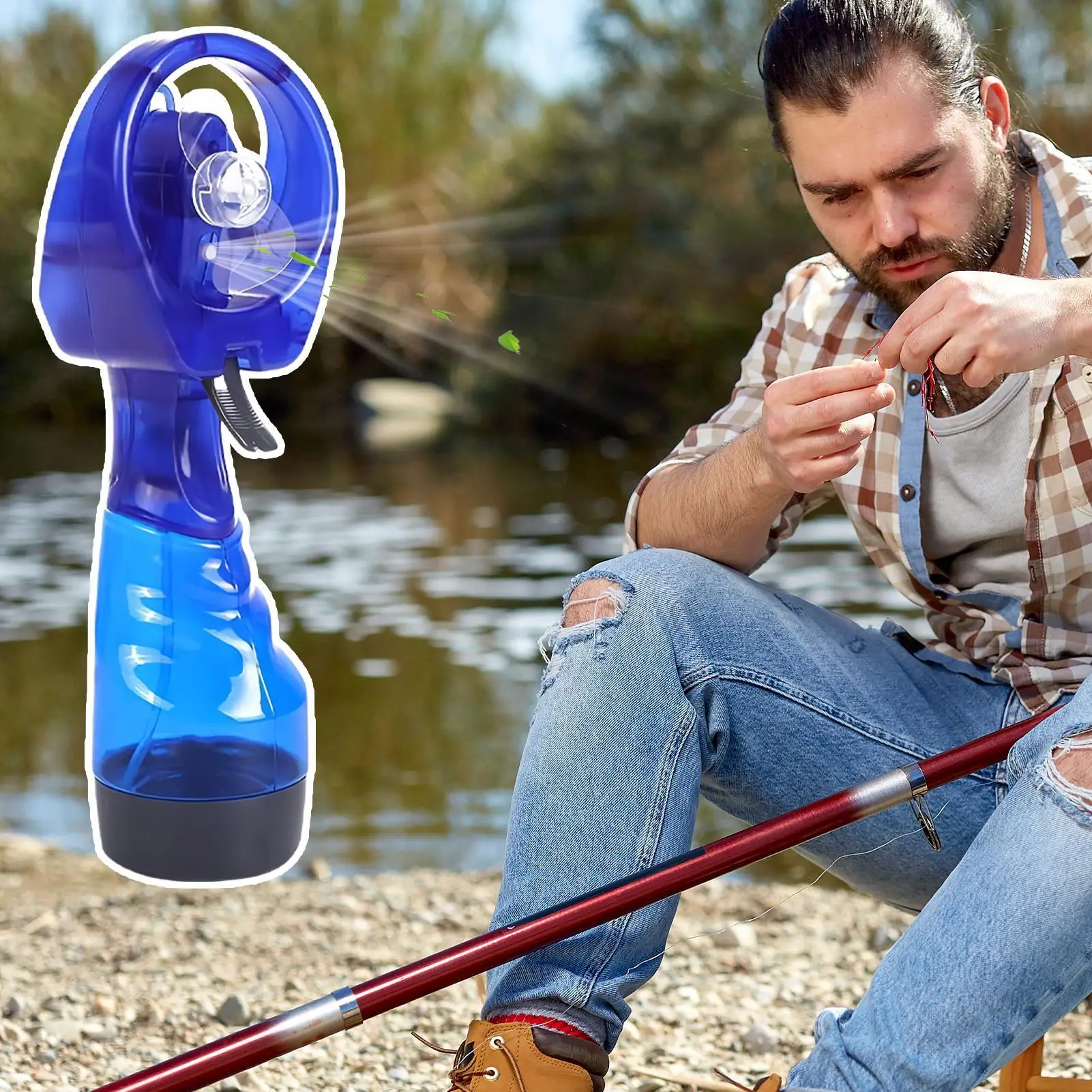 Portable Spray Fan With 300 ML Cooling fan Water Bottle Handheld Fine Mist Cooling Fan For Travel And Barbecue
