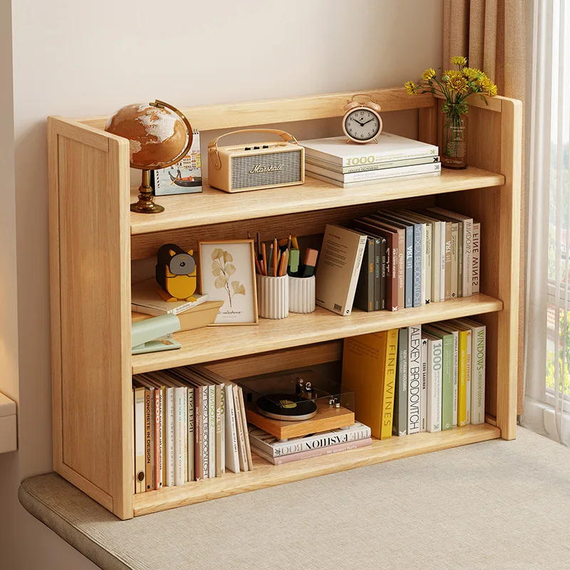 AOLIVIYA Solid Wood Desktop Bookcase Desk Bookshelf Library Cabinet Organizer Storage Rack Shelf