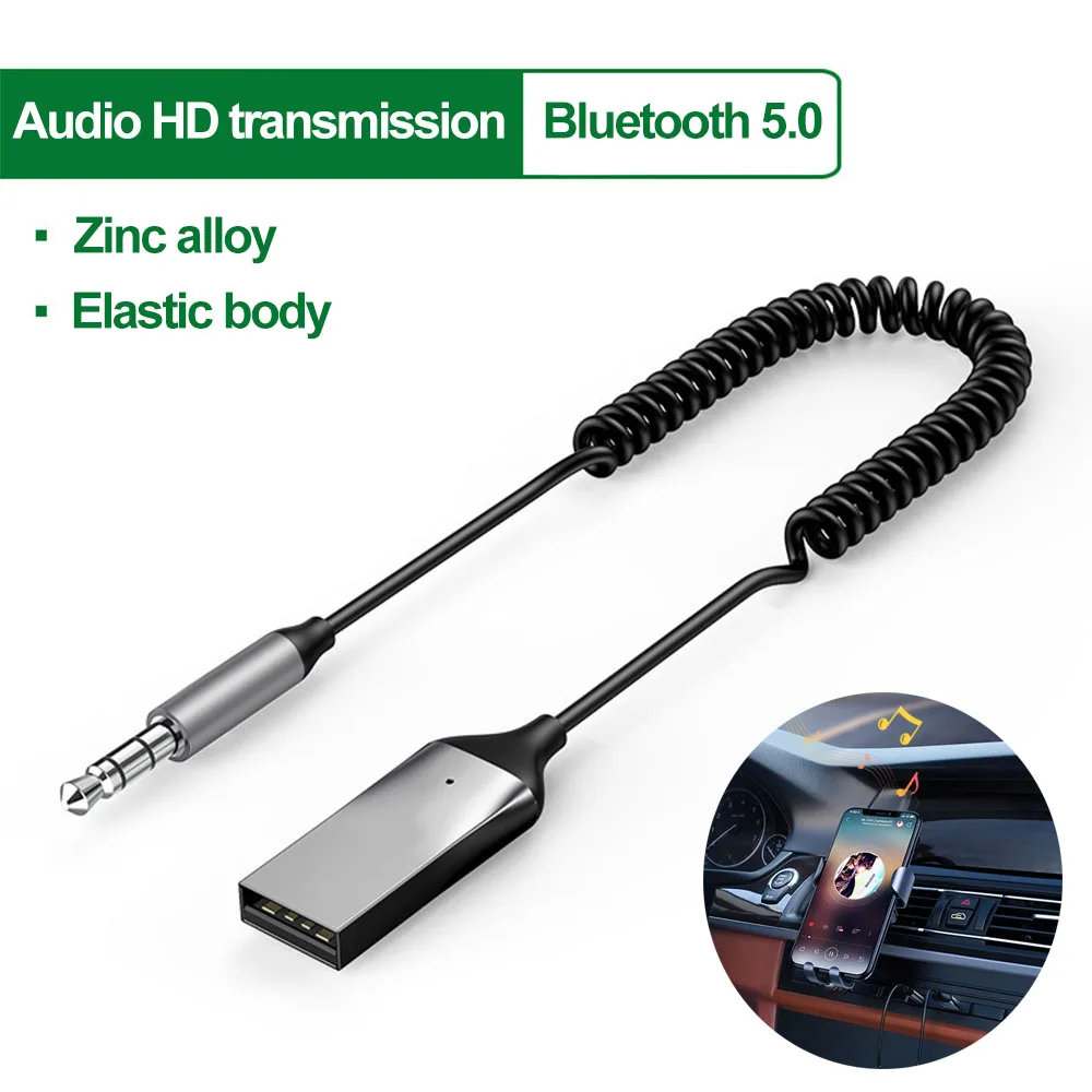 Bluetooth 5.0 Receiver 2 In 1 Wireless Transmitter USB To 3.5mm Jack Car Music Audio AUX Car Bluetooth Adapter Handsfree Kit