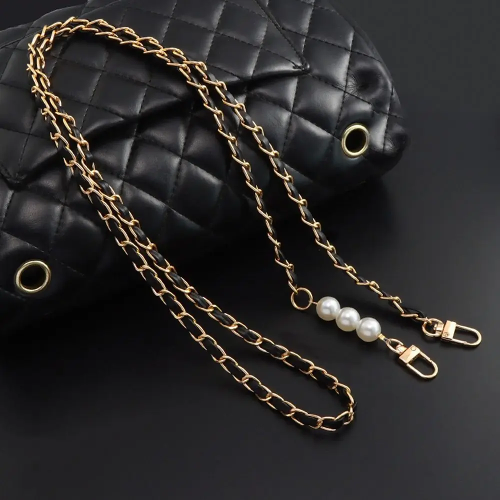 Replacement Bag Chain Women Girls Pearl Metal Shoulder Strap Detachable Leather Shoulder Bag Accessories