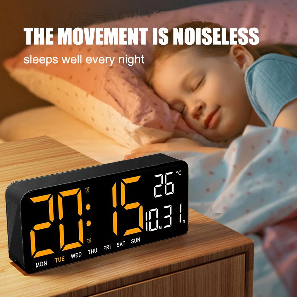 New Stylish Time Housekeeper LED Electronic Clock Large Screen Hanging And Standing Dual-purpose Backlight Brightness Adjustable