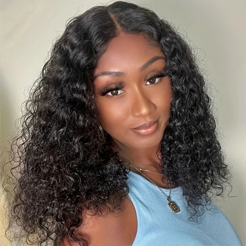 Glueless Wigs Deep Wave Short Bob Wig 13x4 Lace Front Wig Human Hair Ready To Wear Water Wave Lace Closure Wigs HD Transparent