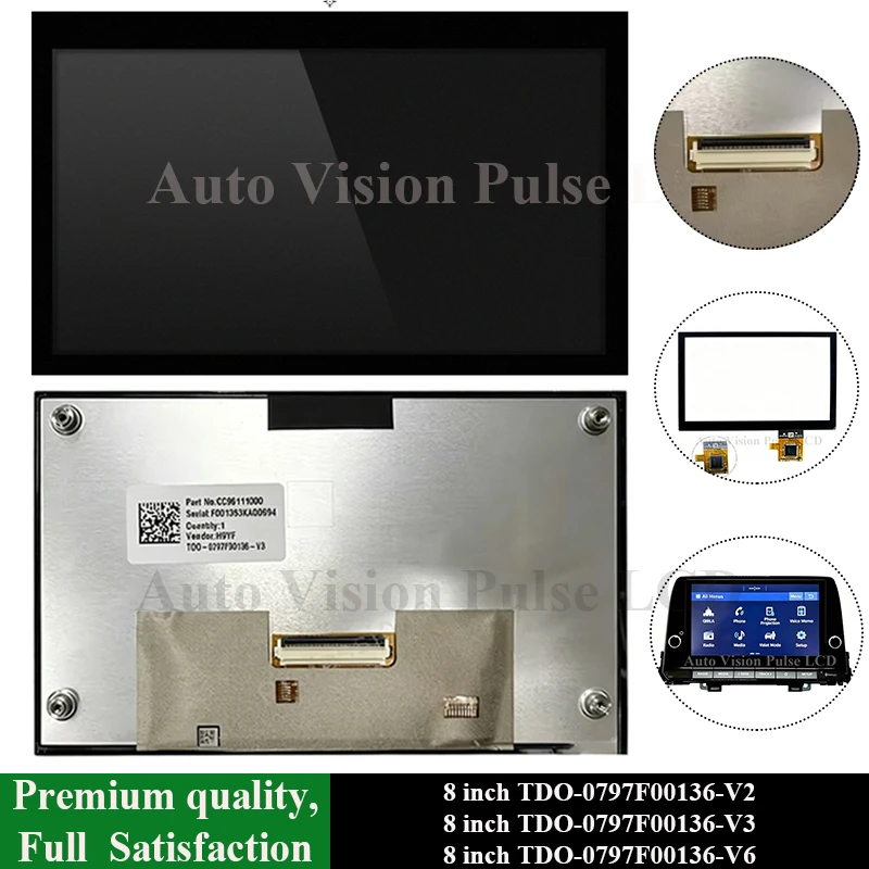 8 inch TDO-0797F00136-V2 TDO-0797F00136-V3 TDO-0797F00136-V6 LMB5F00136 LCD With Touch Screen For K-I-A Hyun-dai Car Navigation