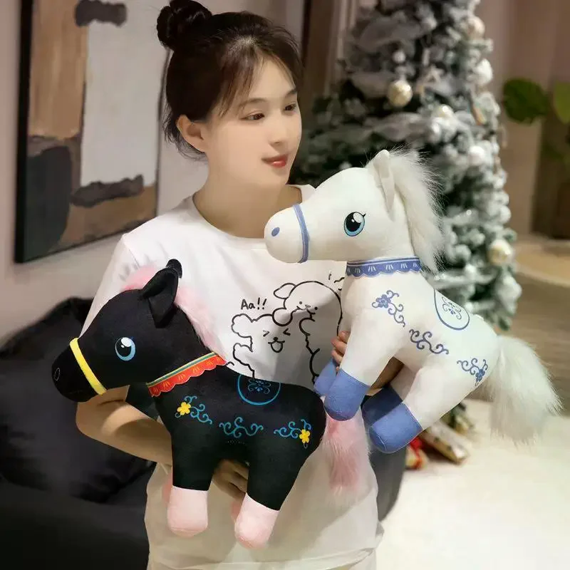 

2026 Новогодний талисман лошади, имитация пони, плюшевая кукла, игрушка, мягкие куклы, украшение дома для детей, подарки