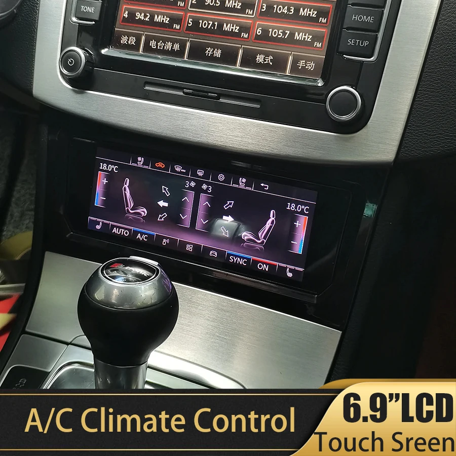 For VW Golf 6 7 Tiguan Passat B7 B8 CC Variant Jetta Air Conditioning Digital A/C Heater Climate Control Touch Screen 6.9''Inch