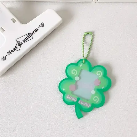 Four leaf clover card holder, student one inch ID photo decoration pendant, keychain, photo frame protection card holder