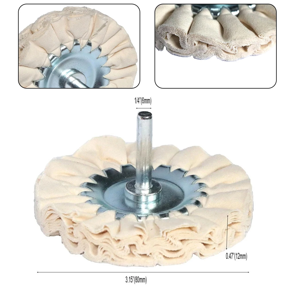 1pc 8cm 3 Inch Cotton Airway Buffing Wheel Cloth Open Bias Polishing Buffs Wheel Waxing Polishing Disc For Metal Marble Glass