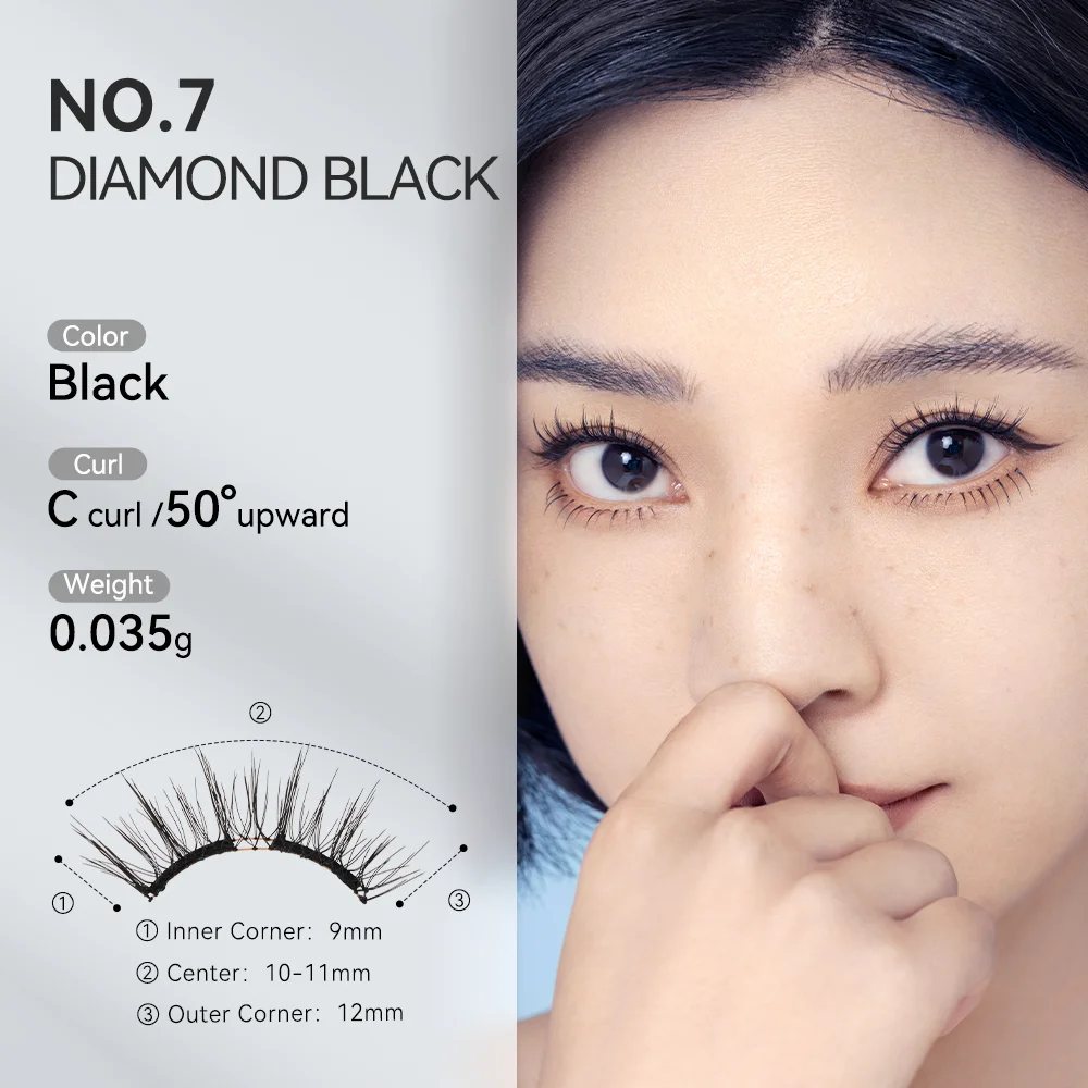 WOSADO Magnetic Lashes No.7 DIAMOND BLACK Professional Premium Reusable Safe Dupont 3D Patented False Eyelashes Fancy Luxurious