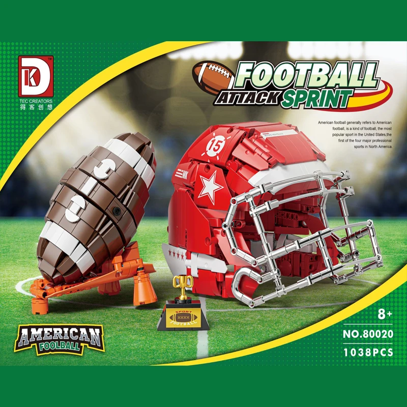 1038pcs MOC Idea Sports Football Building Blocks Model Football Cap Bricks Assembling Toys for Children Christmas Gift Set