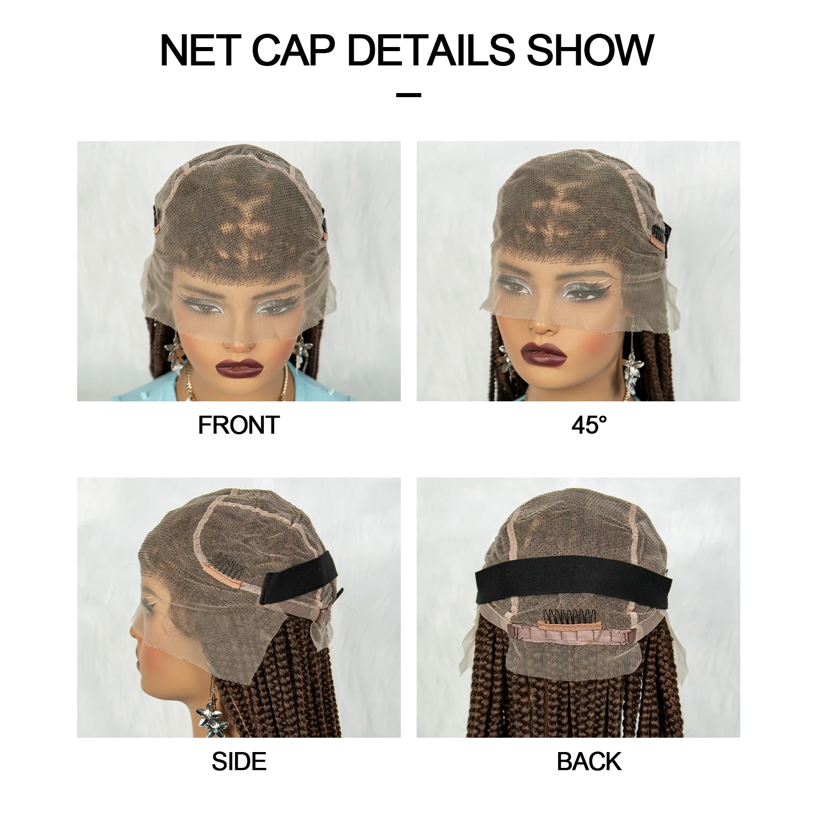 Full Lace Braided Wigs with Beads Synthetic Lace Front Braided Wigs for Women Knotless Cornrow Twist Braids Wigs with Baby Hair