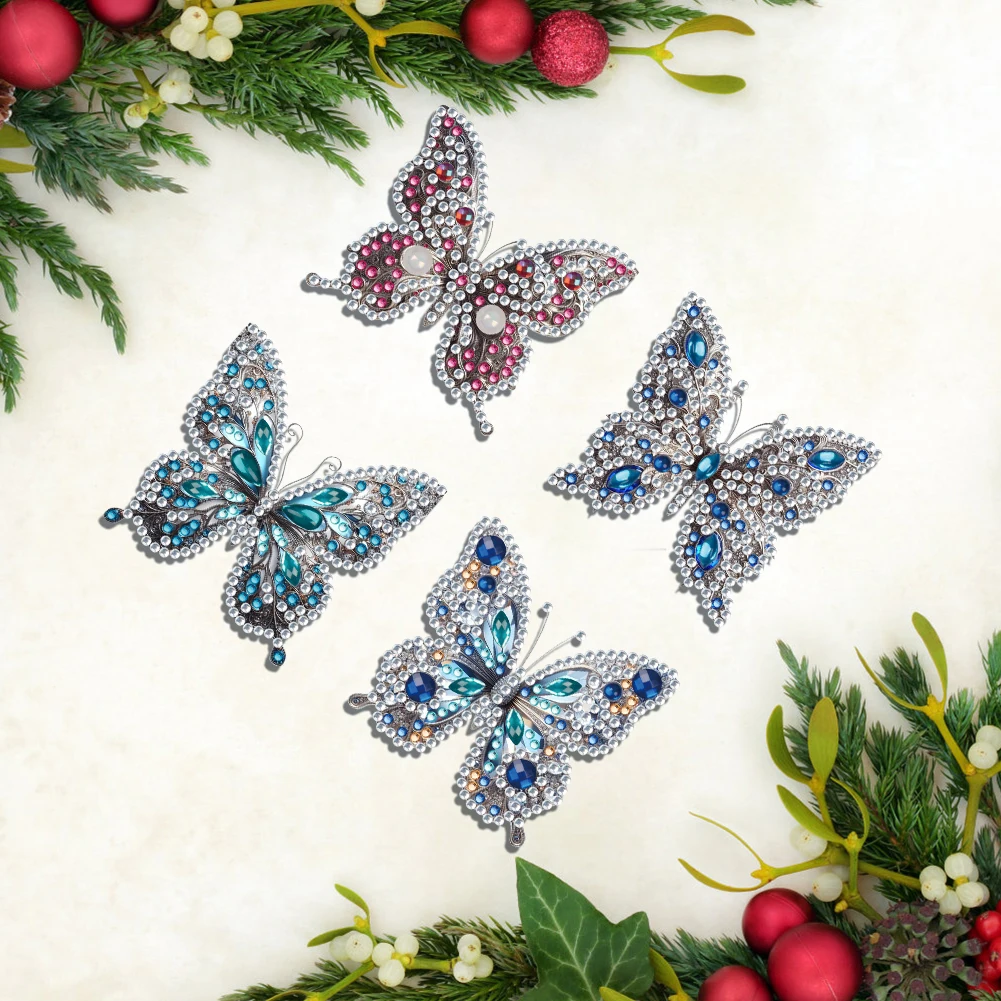 

4Pcs Diamond Painting Brooch Flower DIY Diamond Pins Diamond Painting Brooch Jewelry Kit for Wedding Party Gift