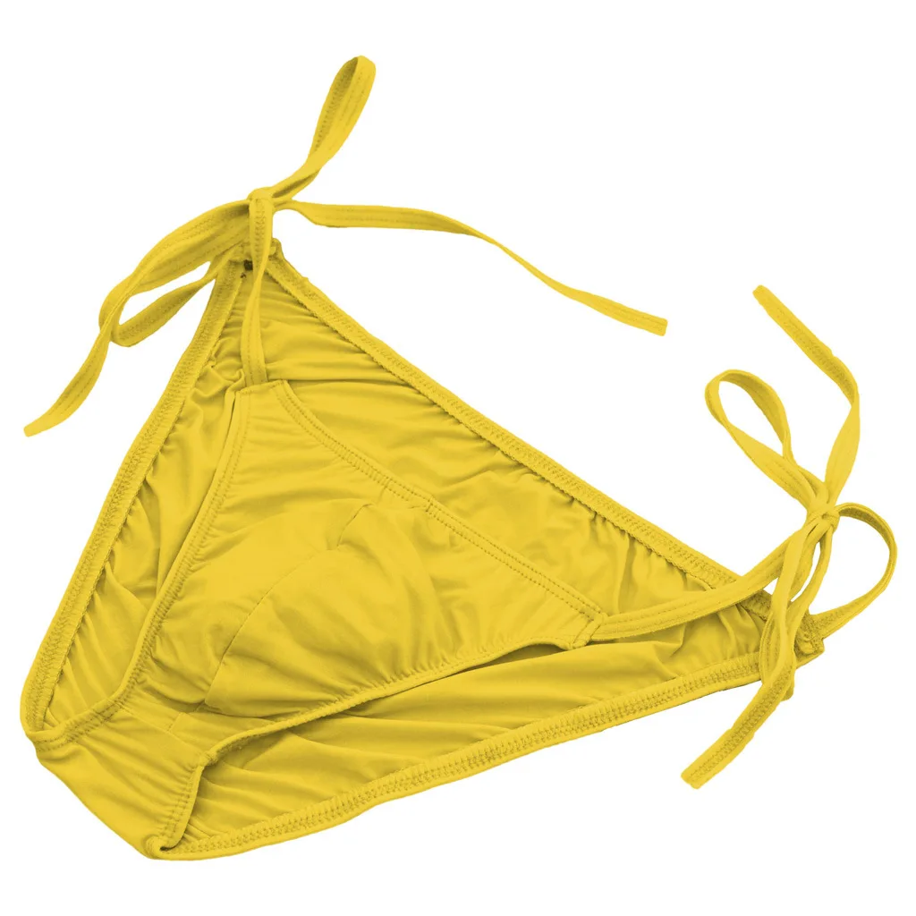 Super sexy men's breathable sissy gay panties elastic laceup sexy panties seamless hip cover men's solid color panties 16 colors
