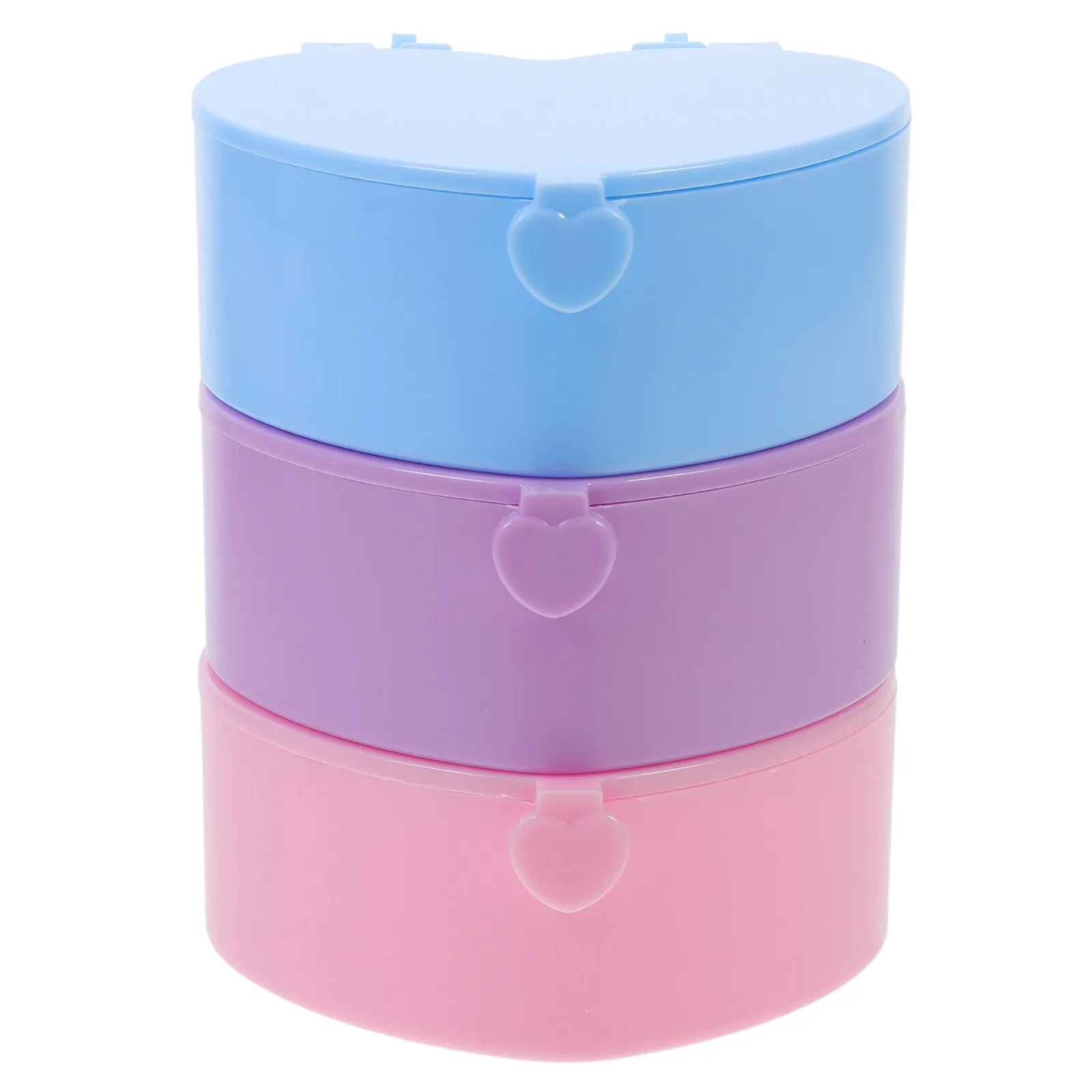 3Pcs Heart Shaped Jewelry Box Small Lightweight Travel Organizer with Mirror for Earrings Pendants Brooches Hairpins Jewelry