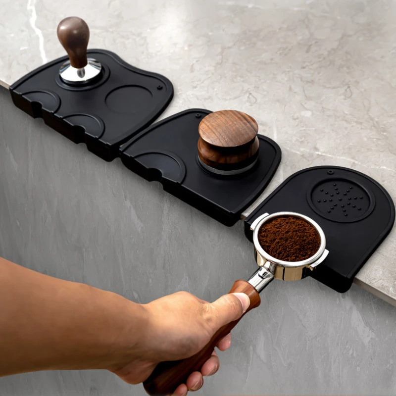 Espresso Coffee Tampers Mat Station Press Tampering Holder Corner Mat Pad Silicone Coffeeware WDT Tools Tamping Barista
