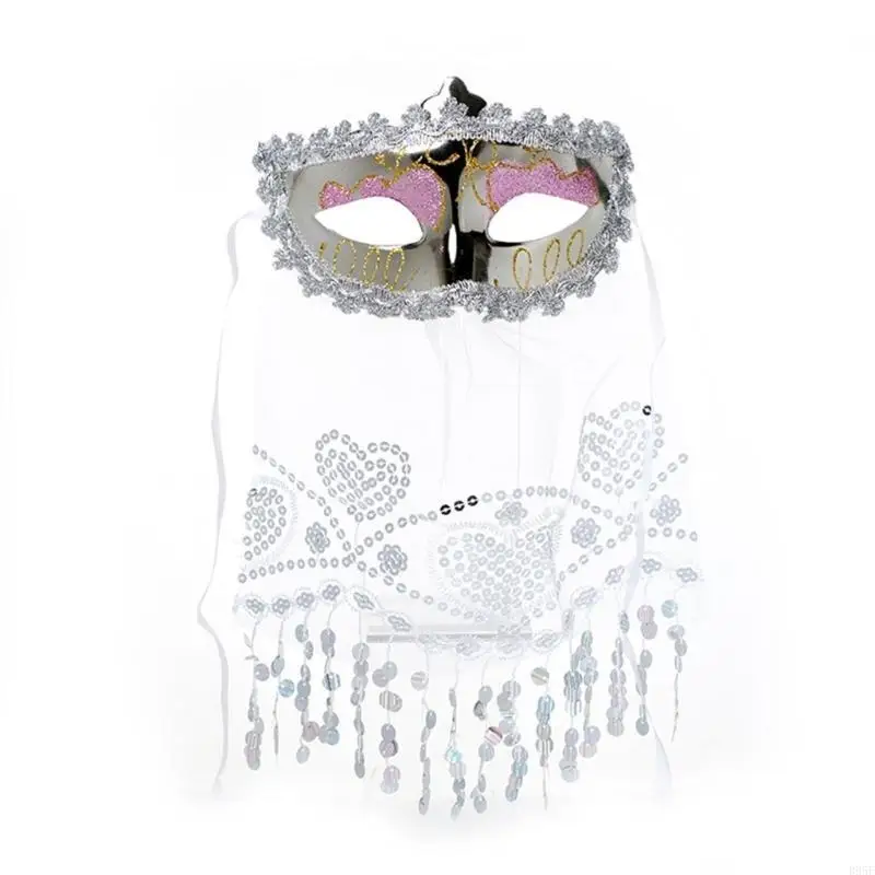 B95F Mặt nạ nửa mặt bí ẩn có mạng che mặt cho nữ Mặt nạ hóa trang cho nữ Mặt nạ công chúa