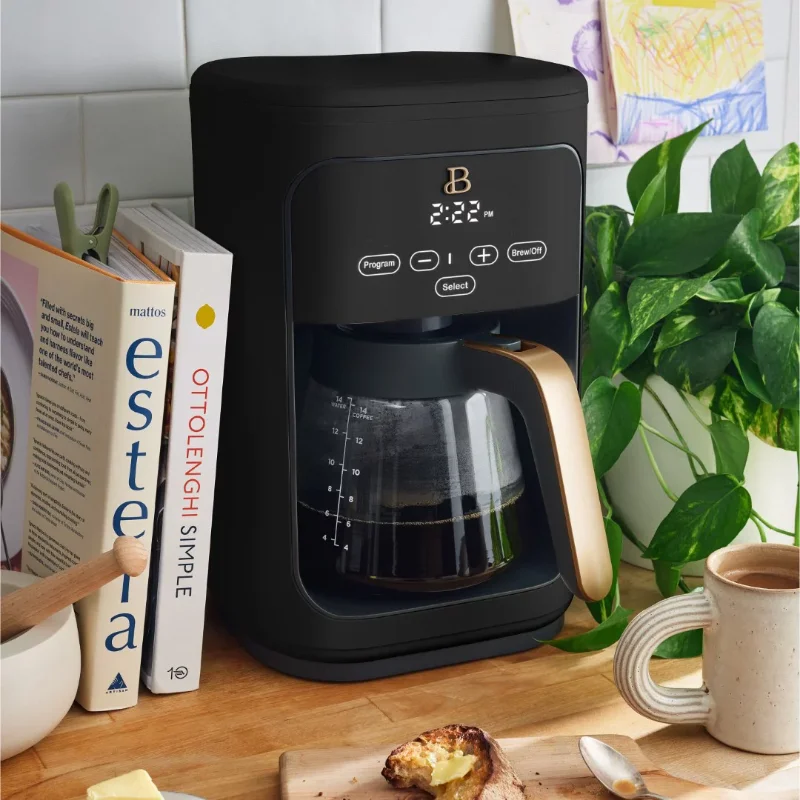 Beautiful 14 Cup Programmable Touchscreen Coffee Maker, Black Sesame by Drew Barrymore