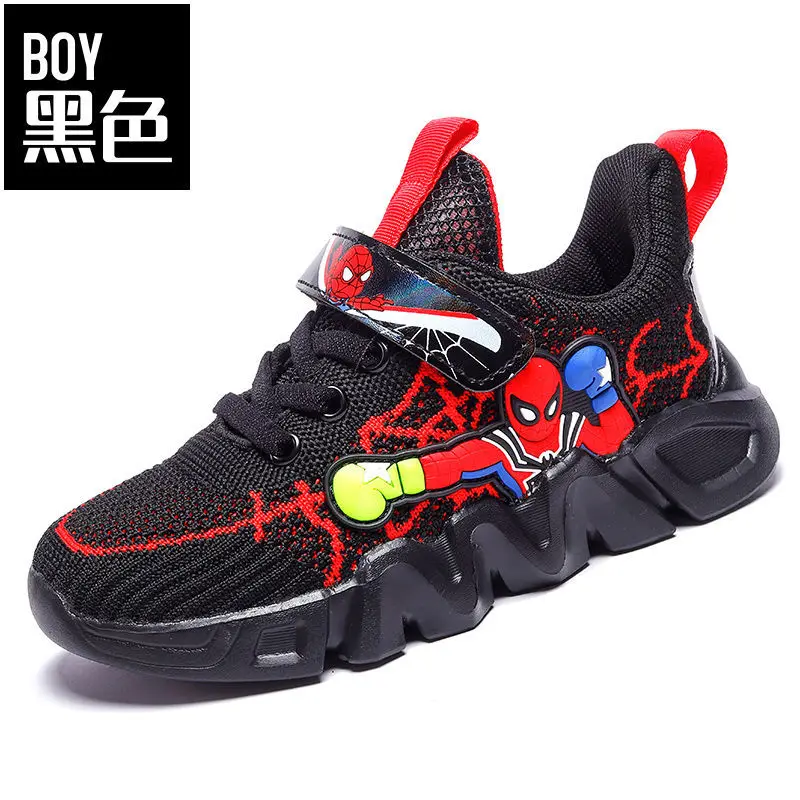 Marvel Spiderman 어린이 창조적 인 만화 애니메이션 디자인 미끄럼 방지 경량 통기성 캐주얼 편안한 운동화
