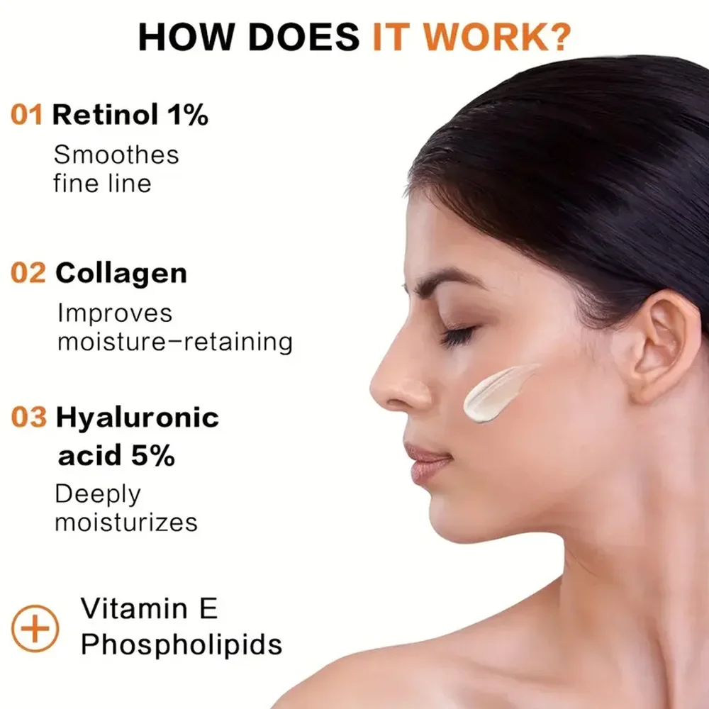 كريم ريتينول مرطب للوجه - كريم وجه مقاوم للشيخوخة للرجال والنساء - كريم وجه مع الريتينول والكولاجين وحمض الهيالورونيك #4