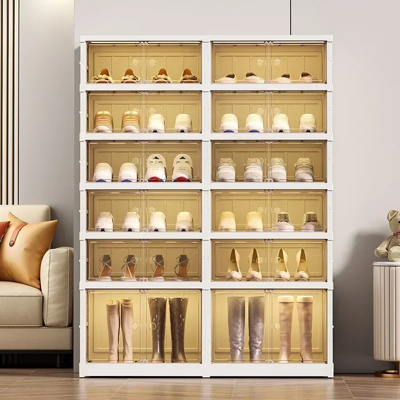 Transparent shoes foldable storage box free installation shoe box living room storage shoe cabinet multi-functional folding shoe